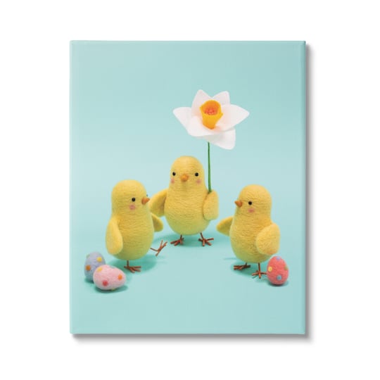 Stupell Industries Spring Chicks Floral Easter Eggs Canvas Wall Art